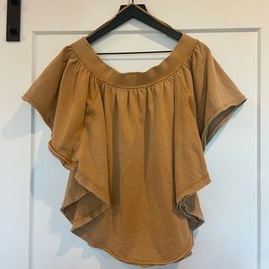 Off the shoulder short sleeve sweater